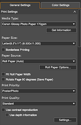 figure: General Settings tab (Print Settings)