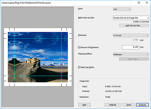 Abbildung: Bildschirm von Layout Plug-In for Professional Print & Layout