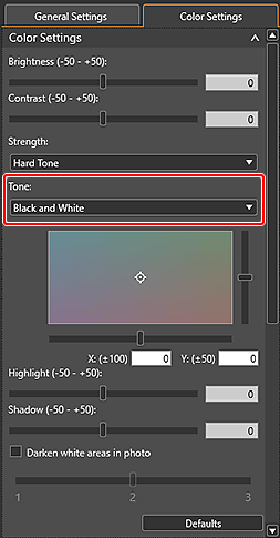 figure: Color Settings tab (Color Settings)