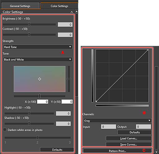 figure: Color Settings tab (Color Settings)