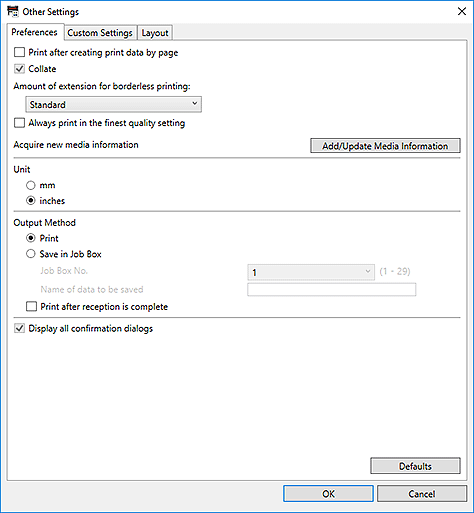 Imagen: Cuadro de diálogo Otra configuración