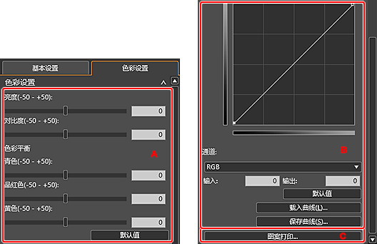 插图:“色彩设置”选项卡(色彩设置)