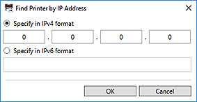 figure: Find Printer by IP Address dialog box
