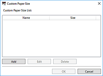 figure: Custom Paper Size dialog box