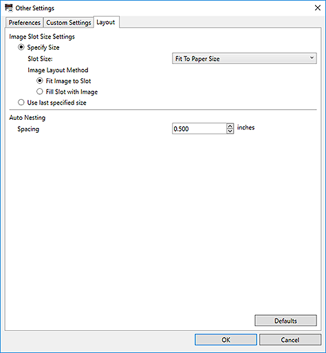 figure: Other Settings dialog box