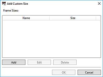 figure: Add Custom Size dialog box