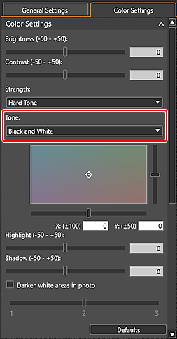 Imagen: Pestaña Configuración de color (Configuración de color)