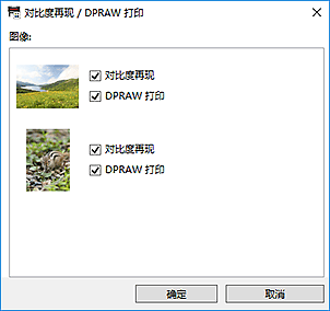 插图：“对比度再现 / DPRAW 打印”对话框