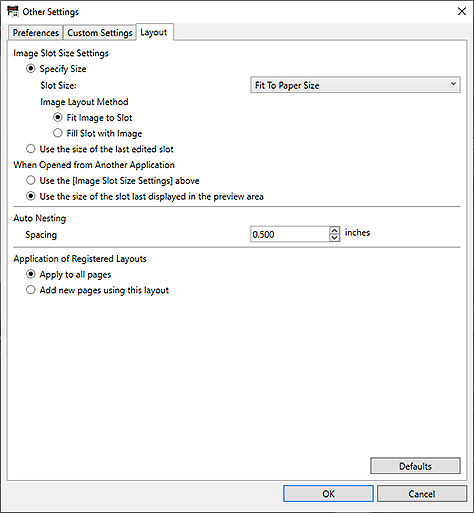 figure: Other Settings dialog box