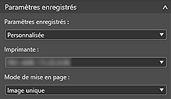 figure : Zone Paramètres enregistrés