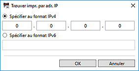 figure : Boîte de dialogue Trouver impr. par adr. IP