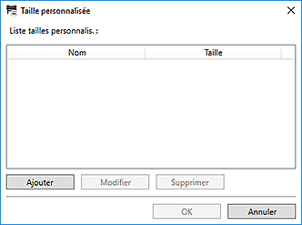 figure : Boîte de dialogue Taille personnalisée