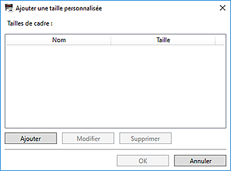 figure : Boîte de dialogue Ajouter une taille personnalisée