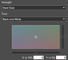 figura: Spazio di regolazione della tonalità di colore bianco e nero