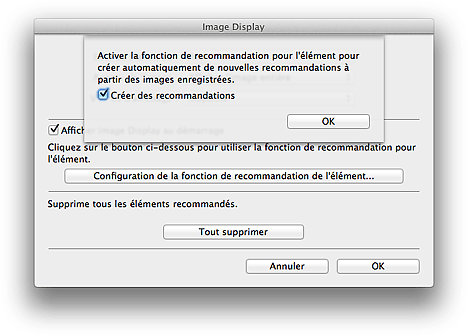 figure&nbsp;: zone de dialogue de la fonction de recommandation d'éléments