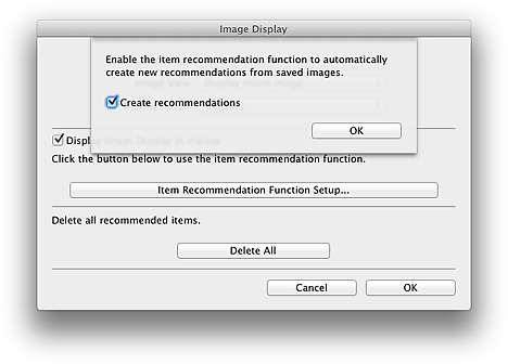 figura: Caixa de diálogo Configuração da Função de Recomendação de item