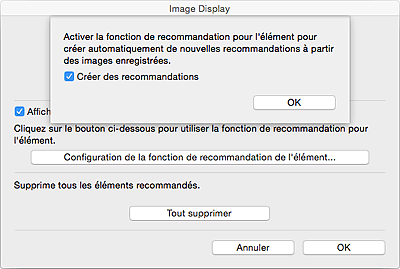 figure&nbsp;: zone de dialogue de la fonction de recommandation d'éléments