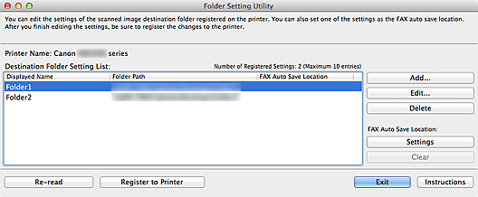 figure: Folder Setting Utility window