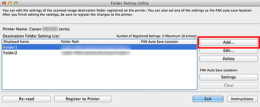 figure: Folder Setting Utility window