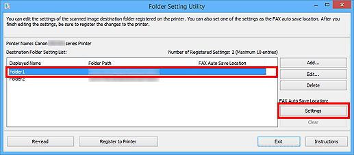 figura: finestra Folder Setting Utility