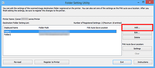 figura: Janela do Folder Setting Utility