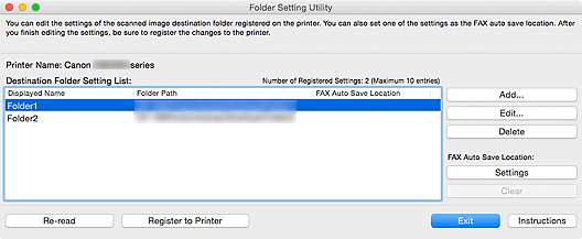 figure: Folder Setting Utility window