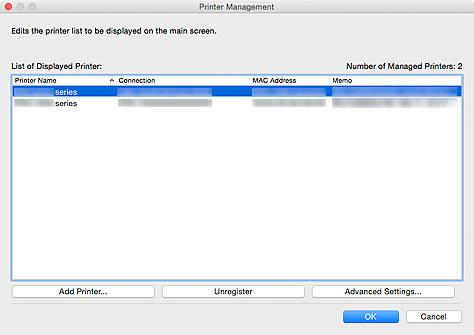 figure:Printer Management dialog