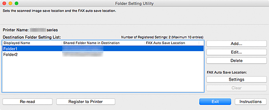 Abbildung: Fenster Folder Setting Utility