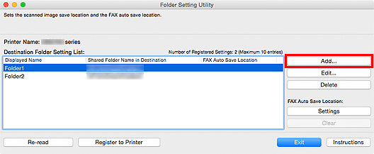 Abbildung: Fenster Folder Setting Utility