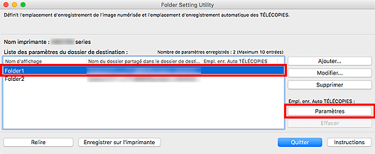figure : fenêtre Folder Setting Utility
