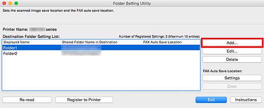 figura: finestra Folder Setting Utility