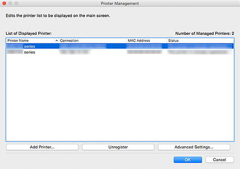 figure:Printer Management dialog