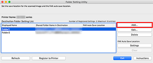 Abbildung: Fenster Folder Setting Utility