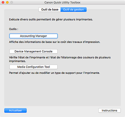 figure : Onglet Outil de gestion