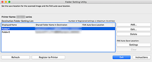 Abbildung: Fenster Folder Setting Utility