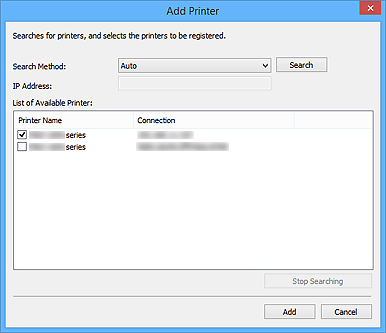 figure:Add Printer dialog box