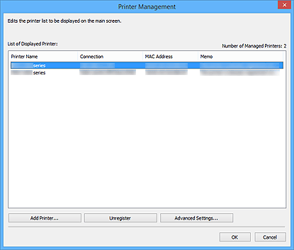 figure:Printer Management dialog box