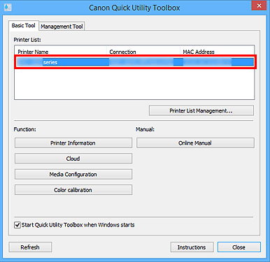 canon inkjet printer quick menu