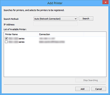 figure:Add Printer dialog box