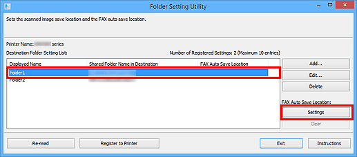 figur: Folder Setting Utility-vindu