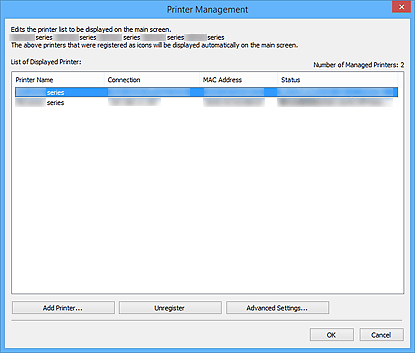 figure:Printer Management dialog box