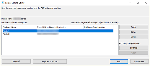 figure: Folder Setting Utility window