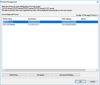 figure:Printer Management dialog box