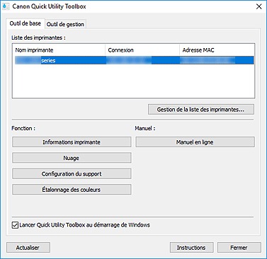 figure : Onglet Outil de base