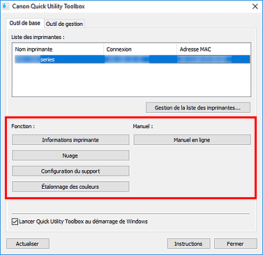 figure : Onglet Outil de base