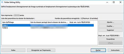 figure : fenêtre Folder Setting Utility