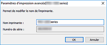 figure : Boîte de dialogue Paramètres d'impression avancés