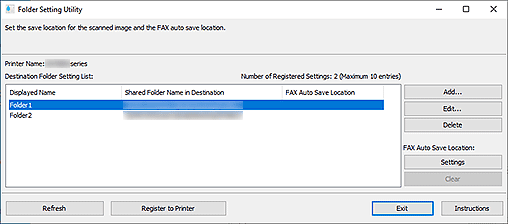 Abbildung: Fenster Folder Setting Utility