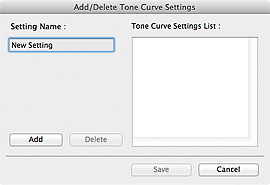 Imagen: cuadro de diálogo Agregar o eliminar configuración de curva de tonos
