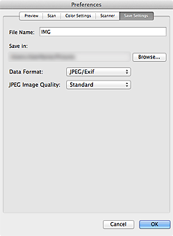 figure: Save Settings Tab